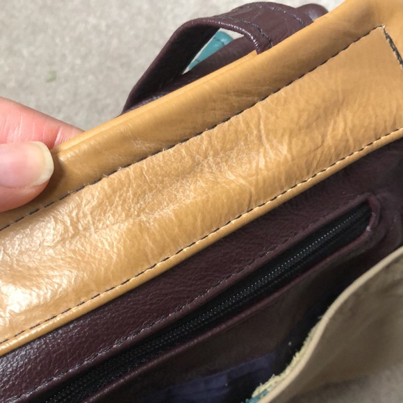 Vintage Leather Colour Block Purse - Picture 10 of 11